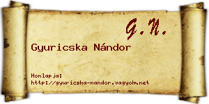 Gyuricska Nándor névjegykártya